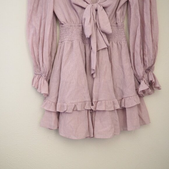 Elegant Lavender Tie-Front Dress - Picture 8 of 10